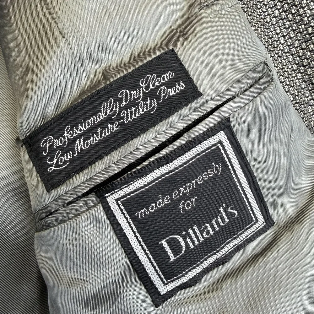Vintage Christian Dior Sport Coat Blazer Mens 42R Gray Wool Silk Tweed Check‎